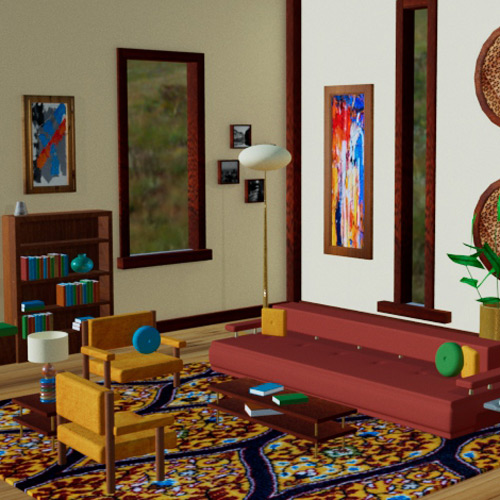 3d midcentury style room model